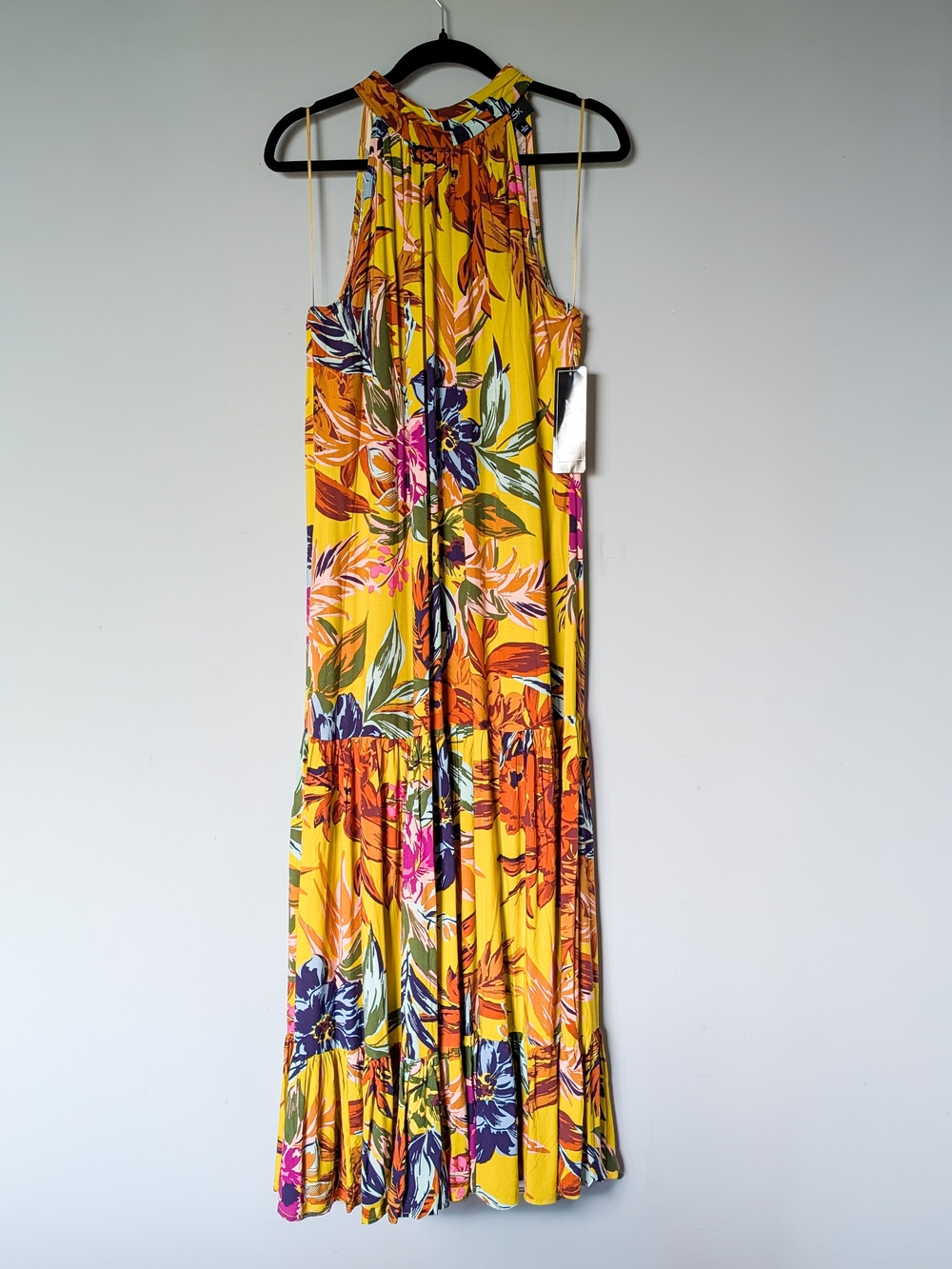 MSK Yellow Floral Halter Maxi Dress
